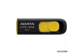 USB флеш накопитель ADATA 64GB UV128 Black-Yellow USB 3.0 (AUV128-64G-RBY) - Фото