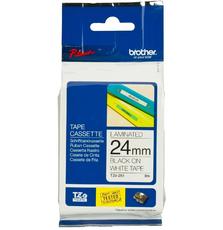 Лента Brother 24mm Laminated white, Print black (TZE251)