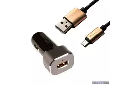 Зарядное устройство Grand-X 12-24V, Quick Charge QС3.0, + cable USB -> Micro USB, Cu, 2. (CH27BM) - Фото
