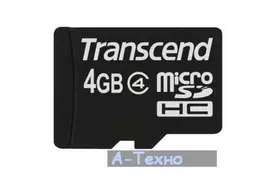 Карта памяти 4Gb microSDHC class 4 Transcend (TS4GUSDC4) - Фото