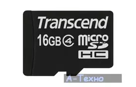 Карта пам'яті 16Gb microSDHC class 4 Transcend (TS16GUSDC4) - Фото