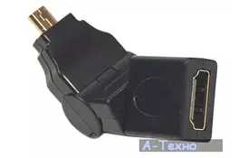 Переходник PowerPlant micro HDMI AM - HDMI AF, 360 градусов (CA910618) - Фото