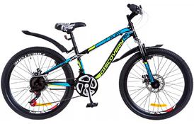 Велосипед Discovery 24 FLINT 2018 AM 14G DD рама-13 St черно-салатово-синий (OPS-DIS-24-077) - Фото