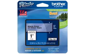 Этикет-лента Brother TZE151, 24мм, черный на прозрачном (TZE151) - Фото
