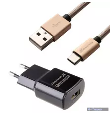 Зарядное устройство Grand-X Quick Charge QС3.0, + cable USB -> Type C, Cu, 3A, 1m (CH-550TC)