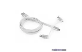 Дата кабель USB 2.0 AM to Lightning/Micro/Type-C 1.0m Cablexpert (CC-USB2-AMLM32-1M-W) - Фото