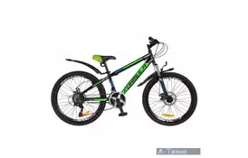 Велосипед Formula 24" DAKAR 2018 AM 14G DD рама-13" St черно-зеленый (OPS-FR-24-091) - Фото