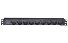 Силовой блок ESERVER 19" 8 розеток, выкл., алюм. корпус PDU 220В, 16А (WT-2261A-GER-9WAY) - Фото