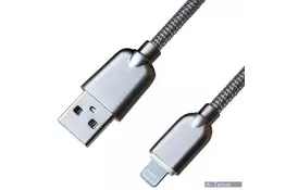 Дата кабель USB 2.0 AM to Lightning 1.0m Silver Grand-X (ML02S) - Фото