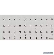 Наклейка на клавиатуру черная рос/укр, прозрачная