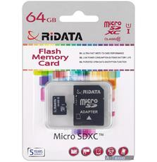 Карта памяти RiDATA microSDXC 64GB Class 10 UHS-I + SD адаптер (FF964426)