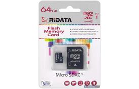 Карта памяти RiDATA microSDXC 64GB Class 10 UHS-I + SD адаптер (FF964426) - Фото