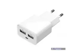 Зарядное устройство Florence 2*USB, 2.0A white (FW-2U020W) - Фото