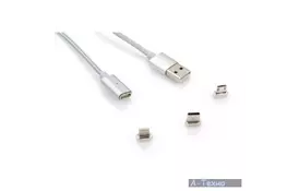 Дата кабель USB 2.0 AM to Lightning + Micro 5P + Type-C 1.0m Vinga (Magnetic 3in1) - Фото