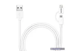 Дата кабель USB 2.0 – 2in1 Micro USB + Lightning 1.0m ADATA (AMFI2IN1-100CM-CWH) - Фото