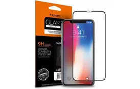 Стекло Spigen для iPhone X Glass FC Black (1Pack) (057GL22986)  - Фото