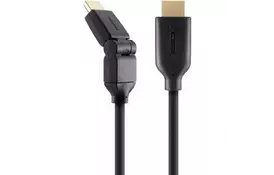 Кабель HDMI Belkin (AM/AM) High Speed w/Ethernet 2м, 180 degree angle, Black Gold - Фото