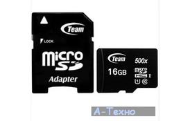 Карта памяти Team Class 10 UHS| 16GB microSDHC + SD adapter (TUSDH16GCL10U03) - Фото