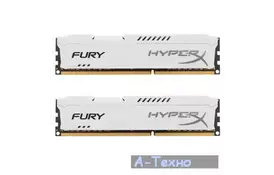 Модуль пам'яті для комп'ютера DDR3 8Gb (2x4GB) 1600 MHz HyperX Fury White Kingston (HX316C10FWK2/8) - Фото