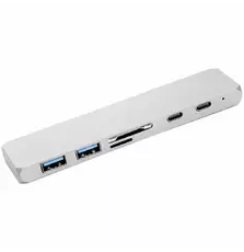 Концентратор PowerPlant Type-C - HDMI 4K, USB 3.0, USB Type-C, SD, microSD (CA911684)