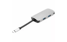 Концентратор PowerPlant Type-C - HDMI 4K, USB 3.0, USB Type-C, RJ45 (CA911691) - Фото