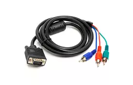 Кабель мультимедийный PowerPlant VGA (M) - 3*RCA (M), 1080p, 1 м - Фото