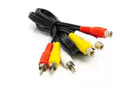 Кабель мультимедийный PowerPlant 3*RCA (M) - 3*RCA (F), 1 м  - Фото