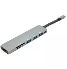 Переходник PowerPlant USB 3.1 Type-C - USB Hub, HDMI, Card Reader (SD, micro SD)