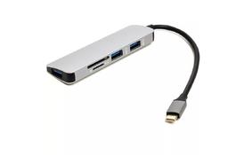 Перехідник PowerPlant USB Type-C - 3 * USB 3.0 Ports + TF / SD Card Reader - Фото