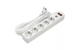 Мережевий фільтр PowerPlant 5 м, 3x1.5мм2, 10А, 5 розеток, 2xUSB 2.1A, євростандарт (JY-1056U/5) - Фото