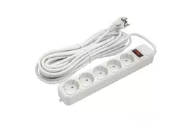 Мережевий фільтр PowerPlant 10 м, 3x1.5мм2, 10А, 5 розеток, євростандарт (JY-1056/10) - Фото