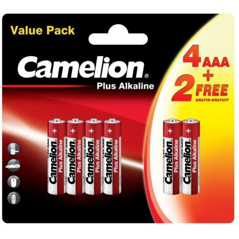Батарейка Camelion AAA LR03 Plus Alkaline * (4+2) (LR03-BP(4+2)) - Фото 1