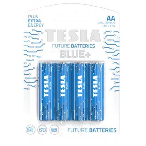Батарейка Tesla AA Blue+ R6 CARBON ZINK 1.5V * 4 (8594183392165) - Фото 1
