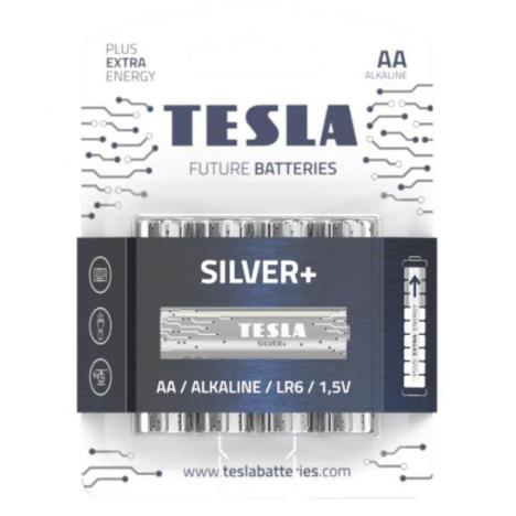 Батарейка Tesla AA Silver+ LR6 ALKALINE 1.5V * 4 (8594183392332) - Фото 1