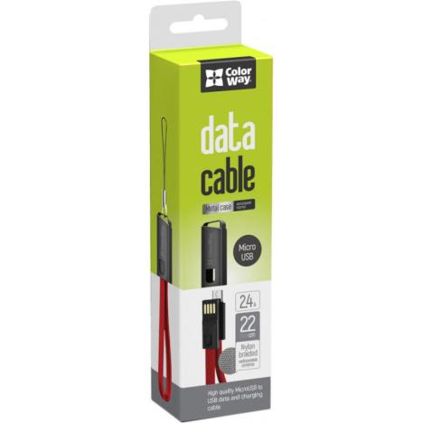 Дата кабель USB 2.0 AM to Micro 5P 0.22m red ColorWay (CW-CBUM022-RD) - Фото 1