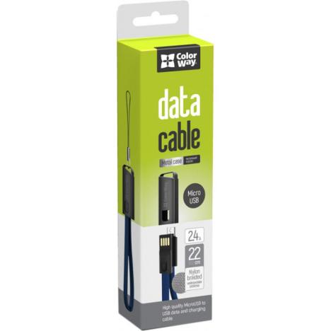 Дата кабель USB 2.0 AM to Micro 5P 0.22m blue ColorWay (CW-CBUM022-BL) - Фото 1