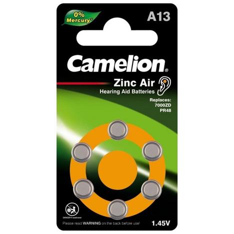 Батарейка PR48 / A13 Zinc-Air * 6 Camelion (A13-BP6) - Фото 1