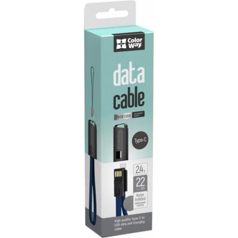 Дата кабель USB 2.0 AM to Type-C 0.22m blue ColorWay (CW-CBUC023-BL) - Фото 3