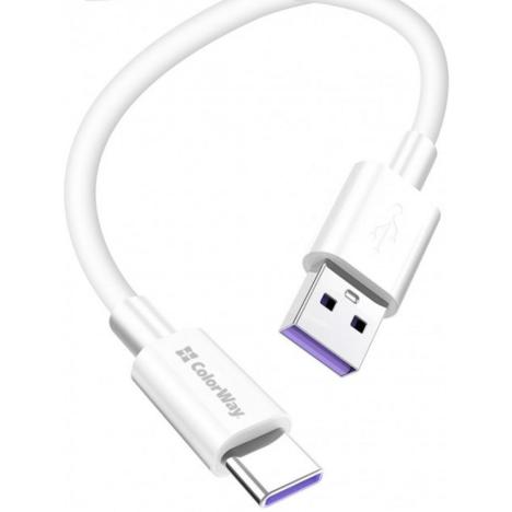 Дата кабель USB 2.0 AM to Type-C 1.0m 5A white ColorWay (CW-CBUC019-WH) - Фото 3