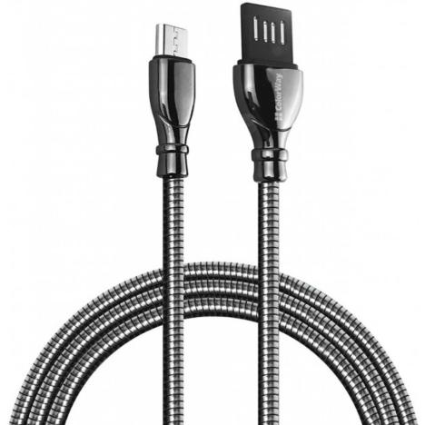 Дата кабель USB 2.0 AM to Micro 5P 1.0m metal spring black ColorWay (CW-CBUM014-BK) - Фото 2