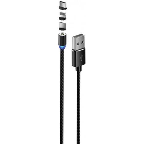 Дата кабель Кабель Colorway USB - 3в1 (Lightning+MicroUSB+Type-C) Magnet ColorWay (CW-CBUU020-BK) - Фото 6