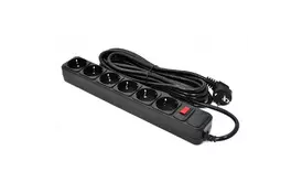 Сетевой фильтр питания PATRON 5.0 m, 3*1.5mm2 (SP-1665) 6 розеток BLACK (EXT-PN-SP-1665) - Фото