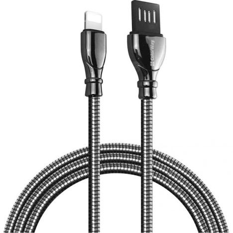 Дата кабель USB 2.0 AM to Lightning 1.0m metal spring black ColorWay (CW-CBUL013-BK) - Фото 1