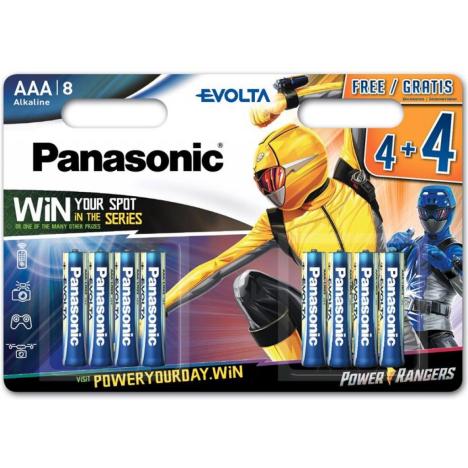 Батарейка PANASONIC AAA LR03 Evolta * 8 Power Rangers (LR03EGE/8B4FPR) - Фото 1