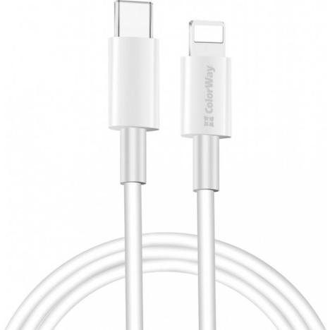 Дата кабель USB Type-C to Lightning 1.0m 3A white ColorWay (CW-CBPDCL032-WH) - Фото 2