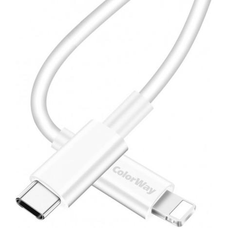 Дата кабель USB Type-C to Lightning 1.0m 3A white ColorWay (CW-CBPDCL032-WH) - Фото 3