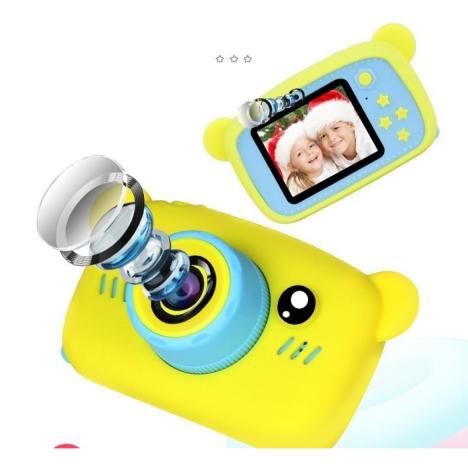 Интерактивная игрушка XoKo Bear Цифровой детский фотоаппарат желтый (KVR-005-YL) - Фото 1