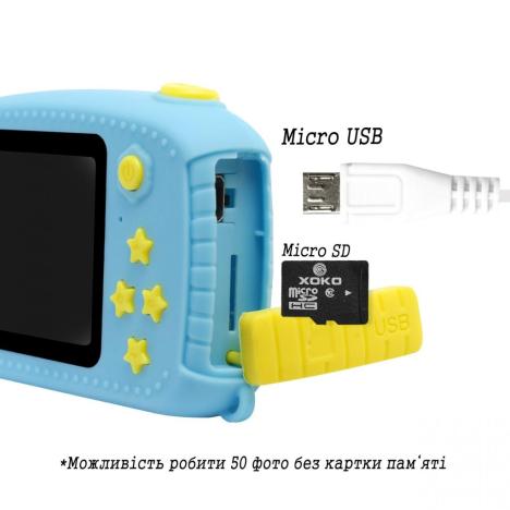 Интерактивная игрушка XoKo Bee Dual Lens Цифровой детский фотоаппарат голубой (KVR-100-BL) - Фото 2