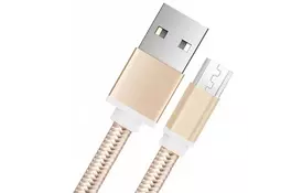 Дата кабель USB 2.0 AM to Micro 5P 1.0m nylon gold XoKo (SC-100m-GD) - Фото