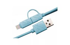 Дата кабель USB 2.0 AM to Lightning + Micro 5P 1.0m blue XoKo (SC-210-BL) - Фото